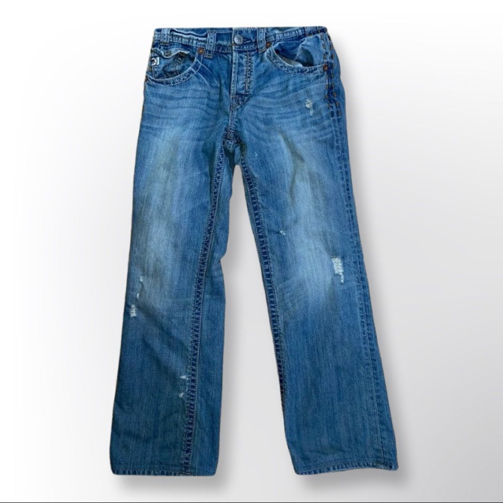 MER DNM Boot Cut Distressed Denim Blue Jeans 100% Cotton Men’s size 32/34